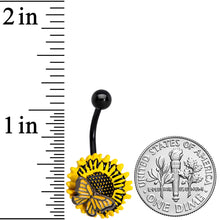 Black Sunflower Butterfly Belly Ring