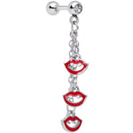 16G 1/4 Clear Gem Halloween Vampire Fangs Dangle Cartilage