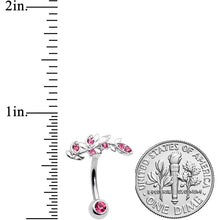 Pink Gem Branch Leaf Belly Ring