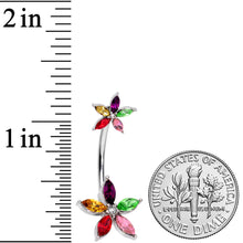 Rainbow Gem Starry Flower Double Mount Belly Ring