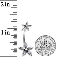 Clear Gem Starry Flower Double Mount Belly Ring