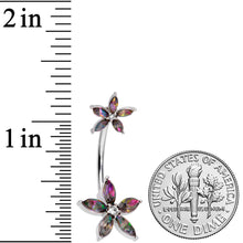 Dark Aurora Clear Gem Starry Flower Double Mount Belly Ring