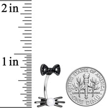 Black Gem White Orb Black Cat Halloween Double Mount Belly Ring