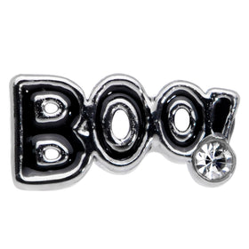 20G 7mm Clear Gem Black Boo Halloween L Shaped Nose Ring