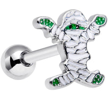 16G 1/4 Green White Mummy Halloween Cartilage Tragus Earring