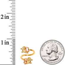 Yellow Gem Gold Tone Half Heart Spiral Twister Belly Ring