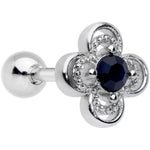 16G 1/4 Blue Gem Stylized Deco Cross Cartilage Tragus Earring