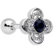 16G 1/4 Blue Gem Stylized Deco Cross Cartilage Tragus Earring
