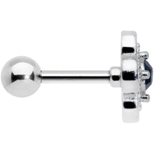 16G 1/4 Blue Gem Stylized Deco Cross Cartilage Tragus Earring