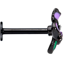 16G 5/16 Clear Gem Black Iris Flower Labret Monroe Tragus