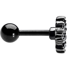 16G 1/4 Black Gem Floral Burst Halloween Cartilage Tragus