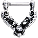 16G 3/8 Clear Gem Scrollwork Cartilage Clicker