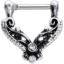 16G 3/8 Clear Gem Scrollwork Cartilage Clicker