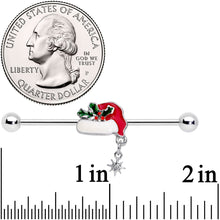 14G Clear Gem Jolly Santa Hat Christmas Industrial Barbell 38mm