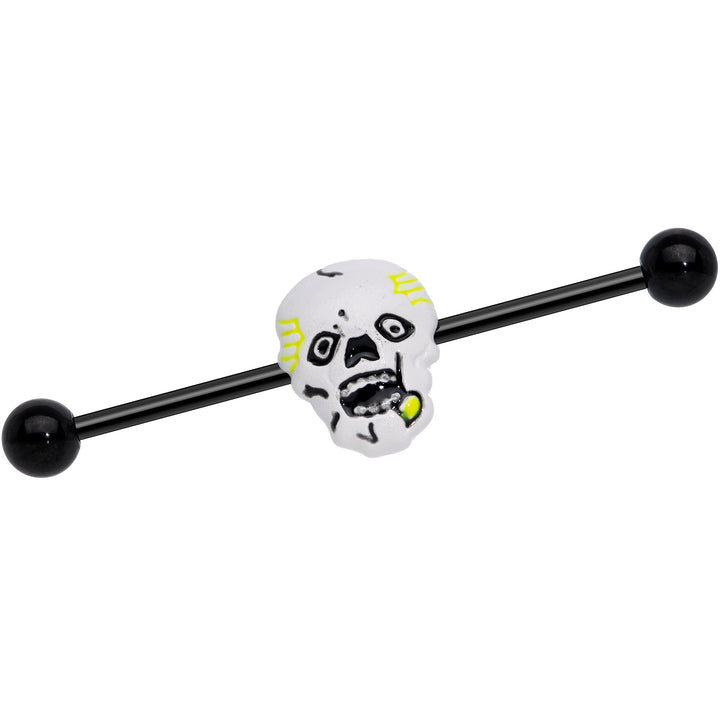 14G Black Skull Halloween Industrial Barbell 38mm