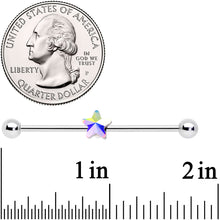 14G Aurora Gem Simple Star Industrial Barbell 38mm