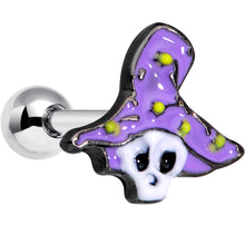 16G 1/4 Skull Purple Witch Hat Halloween Cartilage Tragus Earring
