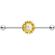 14G Aurora Gem Scintillating Sunflower Industrial Barbell 38mm
