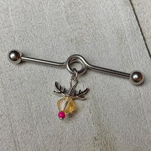 14G Tan Red Gem Reindeer Christmas Dangle Project Bar 38mm