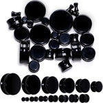 Natural Black Agate Stone Saddle Plug Set