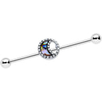 14G Iridescent Crescent Moon Industrial Barbell 38mm