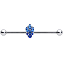 14G Blue CZ Gem Fountain Industrial Barbell 38mm