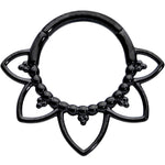 16G 5/16 Black Open Petal Flower Hinged Segment Ring