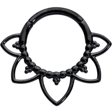 16G 5/16 Black Open Petal Flower Hinged Segment Ring
