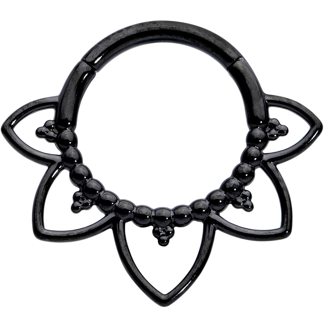 16G 5/16 Black Open Petal Flower Hinged Segment Ring