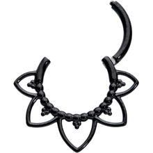 16G 5/16 Black Open Petal Flower Hinged Segment Ring