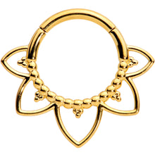 16G 5/16 Gold Tone Open Petal Flower Hinged Segment Ring