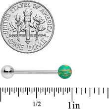 Green Synthetic Opal Ball End Barbell Tongue Ring