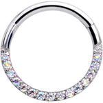 16G 3/8 Aurora Gem Paved Elegance Hinged Segment Ring