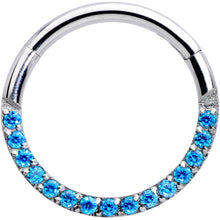 16G 3/8 Aqua Gem Paved Elegance Hinged Segment Ring