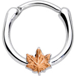 16G 3/8 Rose Gold Tone Fall Autumn Leaf Cartilage Clicker