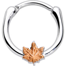 16G 3/8 Rose Gold Tone Fall Autumn Leaf Cartilage Clicker