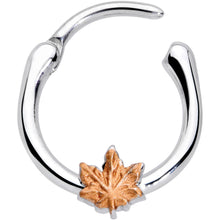 16G 3/8 Rose Gold Tone Fall Autumn Leaf Cartilage Clicker