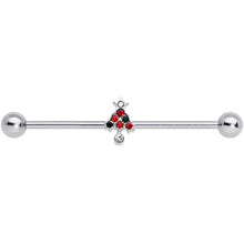 14G Clear Red Green Gem Christmas Tree Industrial Barbell 38mm
