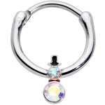 16G 3/8 Aurora Gem Winter Snowman Christmas Hinged Segment Ring