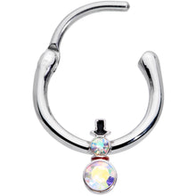 16G 3/8 Aurora Gem Winter Snowman Christmas Hinged Segment Ring