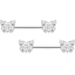 14G 9/16 Clear Gem Baroque Butterfly Barbell Nipple Ring Set
