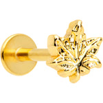 16G 5/16 Gold Tone Pot Leaf Labret Monroe Tragus