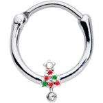 16G 3/8 Clear Red Green Gem  Christmas Tree Cartilage Clicker