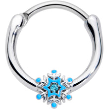 16G 3/8 Aqua Gem Winter Snowflake Septum Clicker