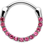 16G 3/8 Pink Gem Paved Cartilage Clicker