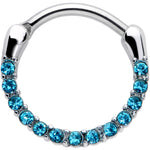 16G 3/8 Baby Blue Gem Paved Cartilage Clicker
