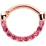 16G 5/16 Pink Gem Rose Gold Tone Paved Cartilage Clicker