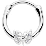 16G 3/8 Clear Gem Butterfly Cartilage Clicker