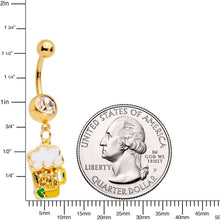 Clear Gem Gold Tone Beer Mug St Patricks Day Dangle Belly Ring