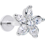 16G 5/16 Clear Gem Pretty Petals Flower Labret Monroe Tragus